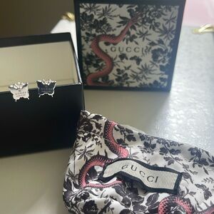 GUCCI BUTTERFLY STUD EARRINGS REAL STERLING SILVER (925)